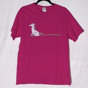 5/$25 Gildan Pink Rainbow Unicorn Skid Mark T Shirt L